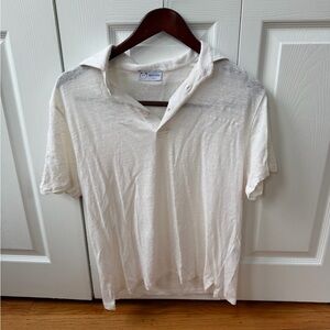 Wolf Vs. Goat - White Linen Polo - Medium